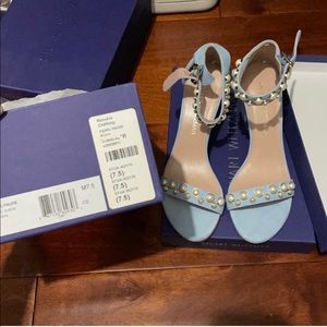 Stuart Weitzman pearlynude Blue Suede 37.5 BRAND NEW